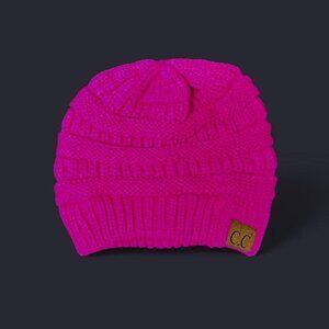 Hot pink knit C.C beanie / never worn, like-new